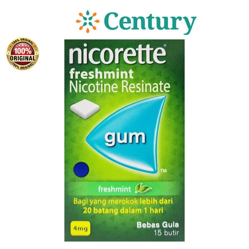 NICORETTE FRESHMINT GUM NICOTINE RESINATE ISI 15 BUTIR @4MG / PERMEN GUM/KESEGARAN MULUT